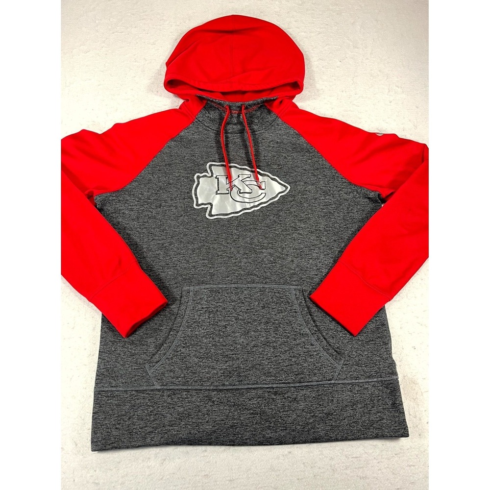 Kansas City Chiefs Hoodie Mens S/L‎ Gray Red Nike NFL Team Apparel Therma Fit